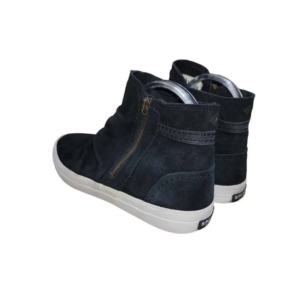 Sperry Top Sider Crest Lug Zone Womens Sz 10 M Black Suede Leather Shoes Sneaker